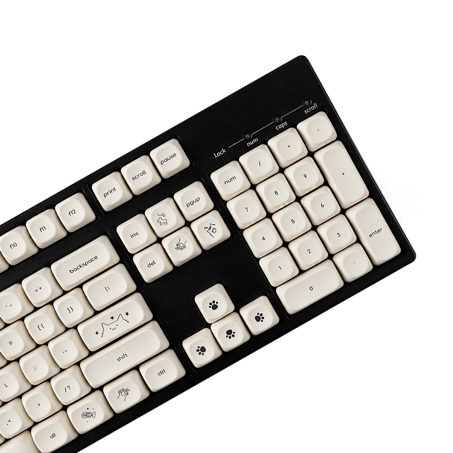 YMDK 124 Keys Milky White Cat Theme Keycap MOA Profile PBT Dye Sublimation Keycaps Top Print for 61/68/87/98/104/108 Layout MX Mechanical Keyboards
