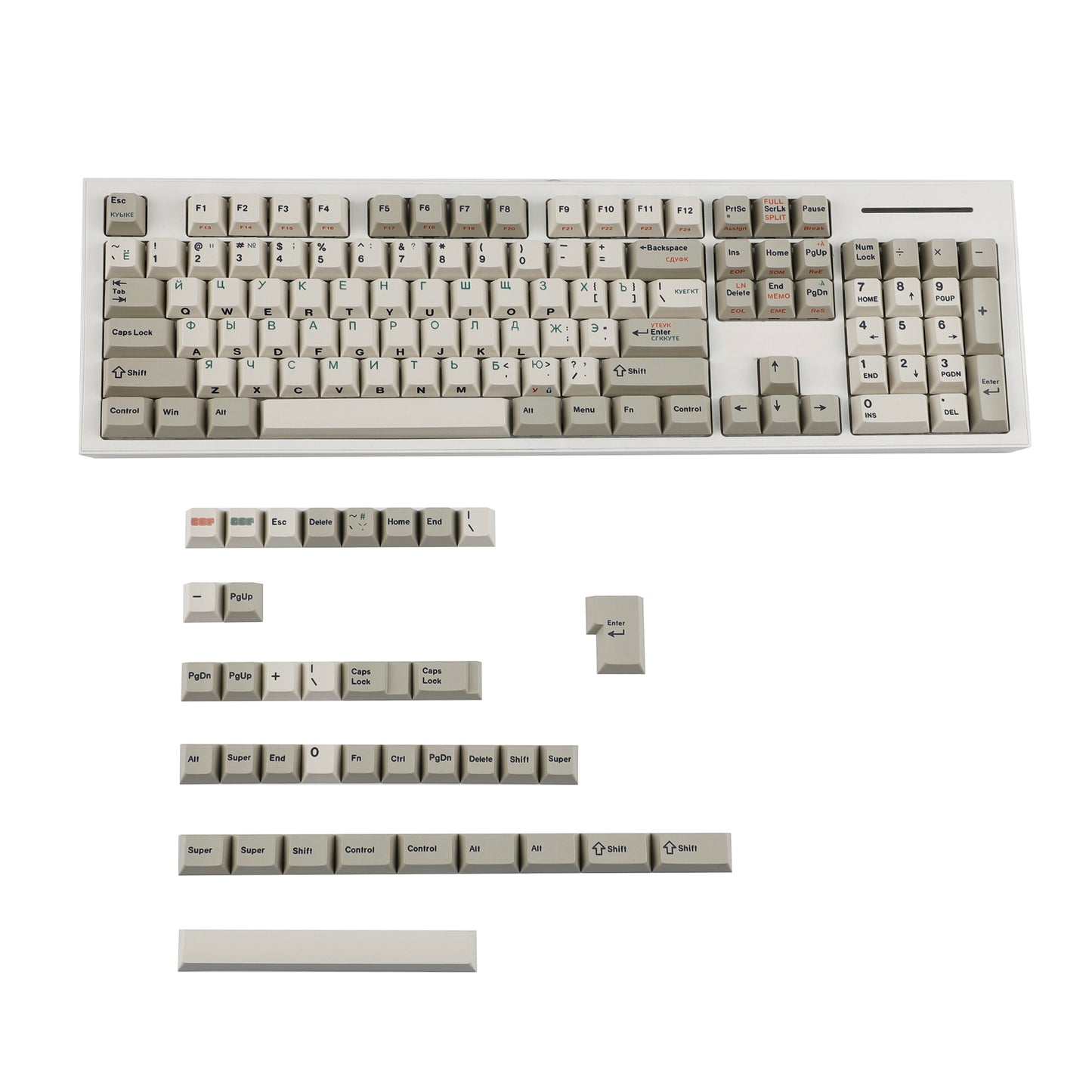 YMDK 161 Keys 9009 English Korean German Russian QWERTZ Cherry Profile Dye Sub Top Print PBT Keycap for 61/68/87/98/104/108 Layout MX Mechanical Keyboard