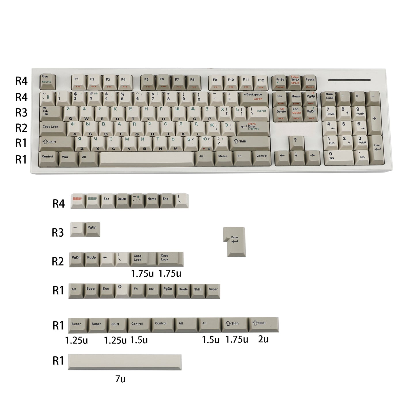 YMDK 161 Keys 9009 English Korean German Russian QWERTZ Cherry Profile Dye Sub Top Print PBT Keycap for 61/68/87/98/104/108 Layout MX Mechanical Keyboard