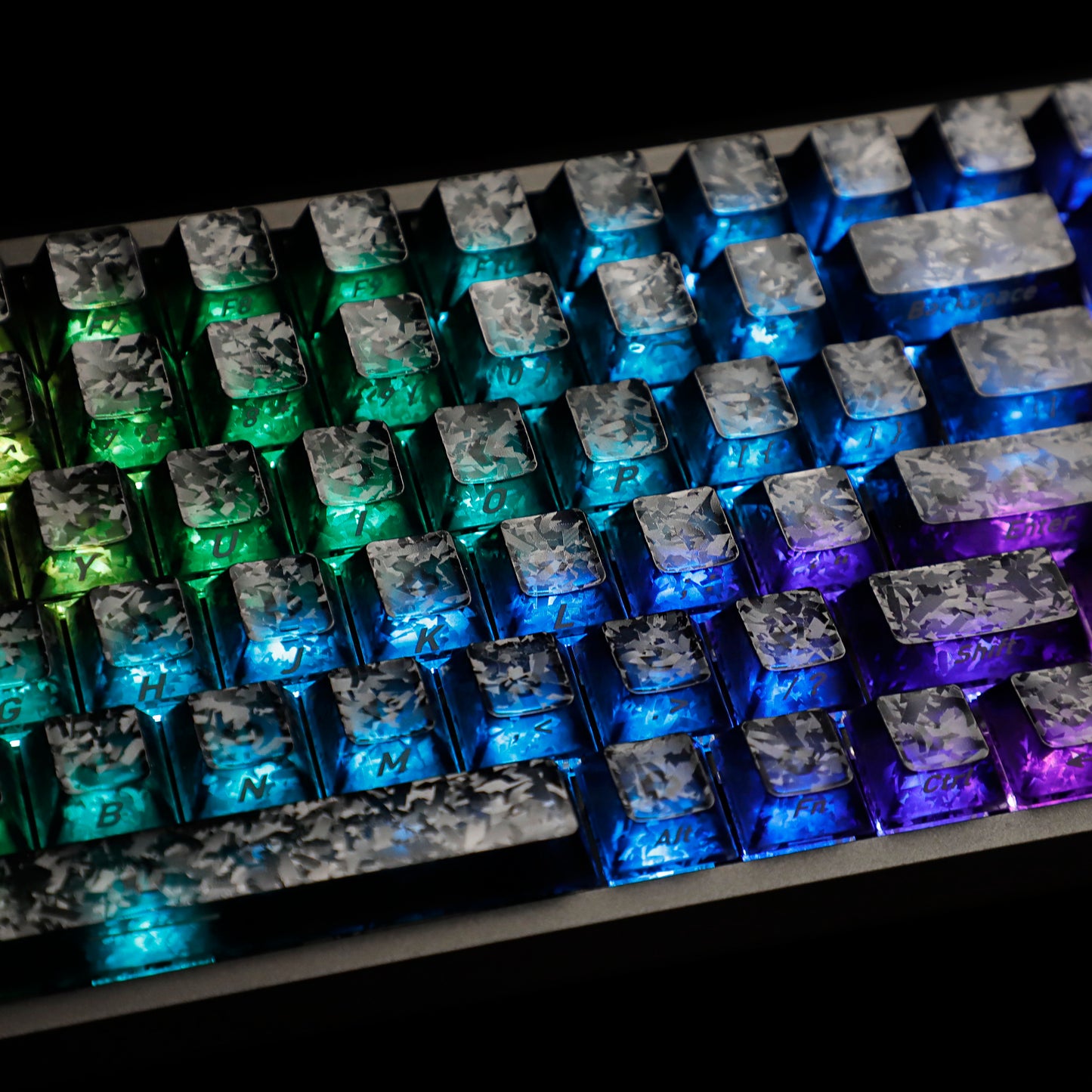 YMDK Carbon Fiber Texture 119 Key Side Printed Shine Through Keycaps for 61/64/68/84/87/96/108-Key MX Mechanical Keyboards