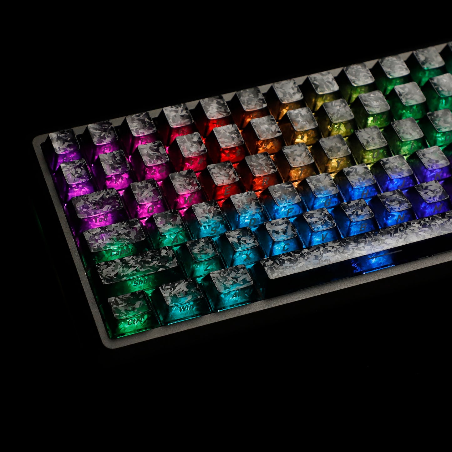YMDK Carbon Fiber Texture 119 Key Side Printed Shine Through Keycaps for 61/64/68/84/87/96/108-Key MX Mechanical Keyboards