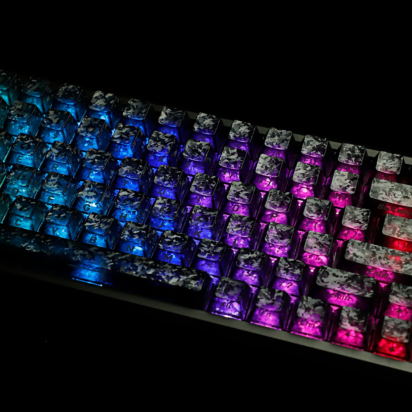 YMDK Carbon Fiber Texture 119 Key Side Printed Shine Through Keycaps for 61/64/68/84/87/96/108-Key MX Mechanical Keyboards