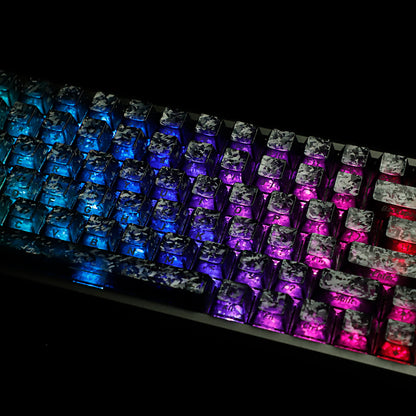 YMDK Carbon Fiber Texture 119 Key Side Printed Shine Through Keycaps for 61/64/68/84/87/96/108-Key MX Mechanical Keyboards