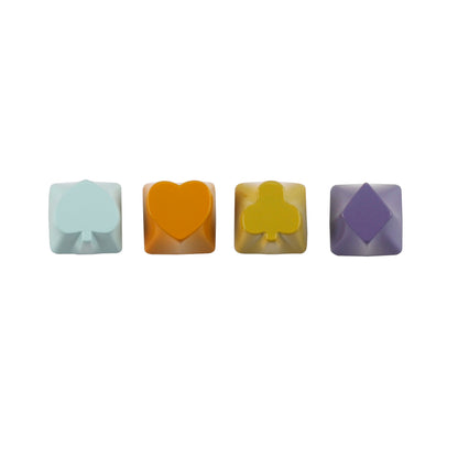 YMDK 4pcs Poker Suit Metal Keycaps, Matte Gold Electroplated Spade Heart Club Diamond Direction Arrow Key Keycaps for MX Mechanical Keyboards