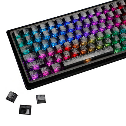 YMDK Carbon Fiber Texture 119 Key Side Printed Shine Through Keycaps for 61/64/68/84/87/96/108-Key MX Mechanical Keyboards