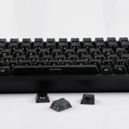 YMDK Carbon Fiber Texture 119 Key Side Printed Shine Through Keycaps for 61/64/68/84/87/96/108-Key MX Mechanical Keyboards