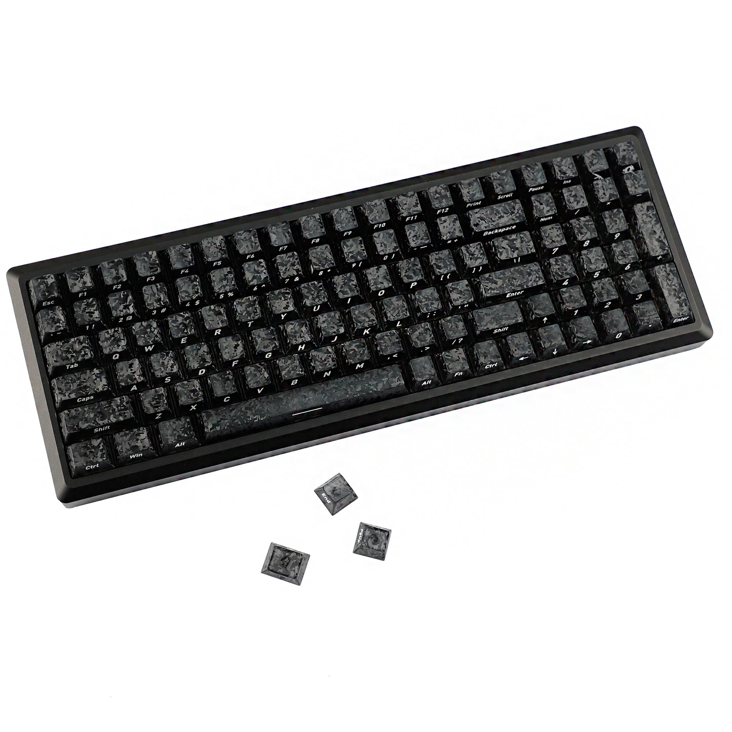 YMDK Carbon Fiber Texture 119 Key Side Printed Shine Through Keycaps for 61/64/68/84/87/96/108-Key MX Mechanical Keyboards