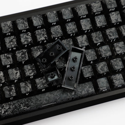 YMDK Carbon Fiber Texture 119 Key Side Printed Shine Through Keycaps for 61/64/68/84/87/96/108-Key MX Mechanical Keyboards