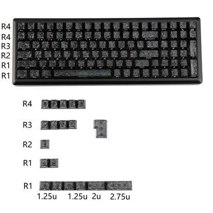 YMDK Carbon Fiber Texture 119 Key Side Printed Shine Through Keycaps for 61/64/68/84/87/96/108-Key MX Mechanical Keyboards