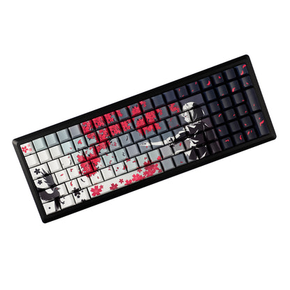 YMDK 131 Raven Sakura Keycap Cherry Profile Double Shot Sidelit Shine Through PBT Keycaps for 65/75/87/98/100/104 MX Mechanical Keyboard