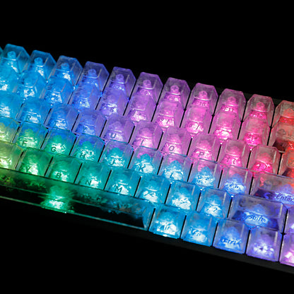 YMDK Carbon Fiber Texture 119 Key Side Printed Shine Through Keycaps for 61/64/68/84/87/96/108-Key MX Mechanical Keyboards
