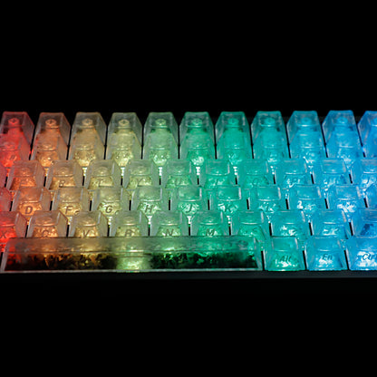 YMDK Carbon Fiber Texture 119 Key Side Printed Shine Through Keycaps for 61/64/68/84/87/96/108-Key MX Mechanical Keyboards