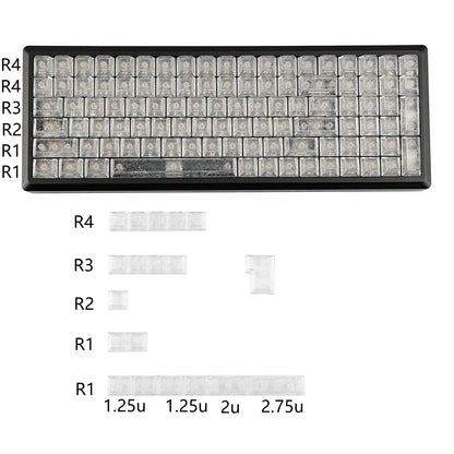 YMDK Carbon Fiber Texture 119 Key Side Printed Shine Through Keycaps for 61/64/68/84/87/96/108-Key MX Mechanical Keyboards