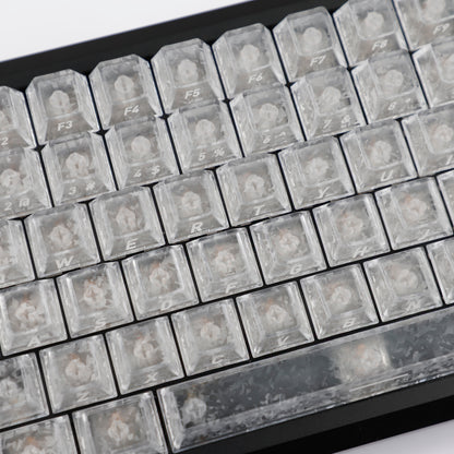 YMDK Carbon Fiber Texture 119 Key Side Printed Shine Through Keycaps for 61/64/68/84/87/96/108-Key MX Mechanical Keyboards