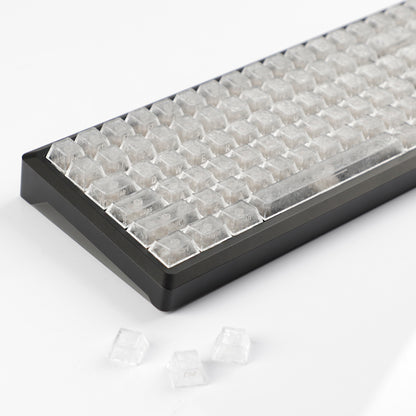 YMDK Carbon Fiber Texture 119 Key Side Printed Shine Through Keycaps for 61/64/68/84/87/96/108-Key MX Mechanical Keyboards