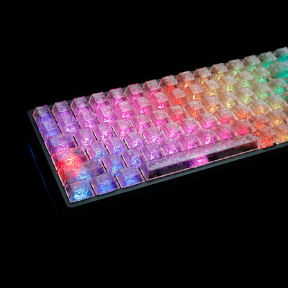 YMDK Carbon Fiber Texture 119 Key Side Printed Shine Through Keycaps for 61/64/68/84/87/96/108-Key MX Mechanical Keyboards