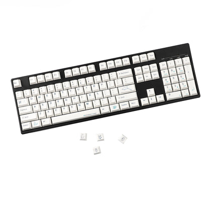 YMDK 131 Keys Minimalist Ocean Theme Keycaps Top Print PBT Dye Sub Cherry Profile Keycap for 75/87/98/104/108 MX Mechanical Keyboard
