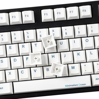 YMDK 131 Keys Minimalist Ocean Theme Keycaps Top Print PBT Dye Sub Cherry Profile Keycap for 75/87/98/104/108 MX Mechanical Keyboard
