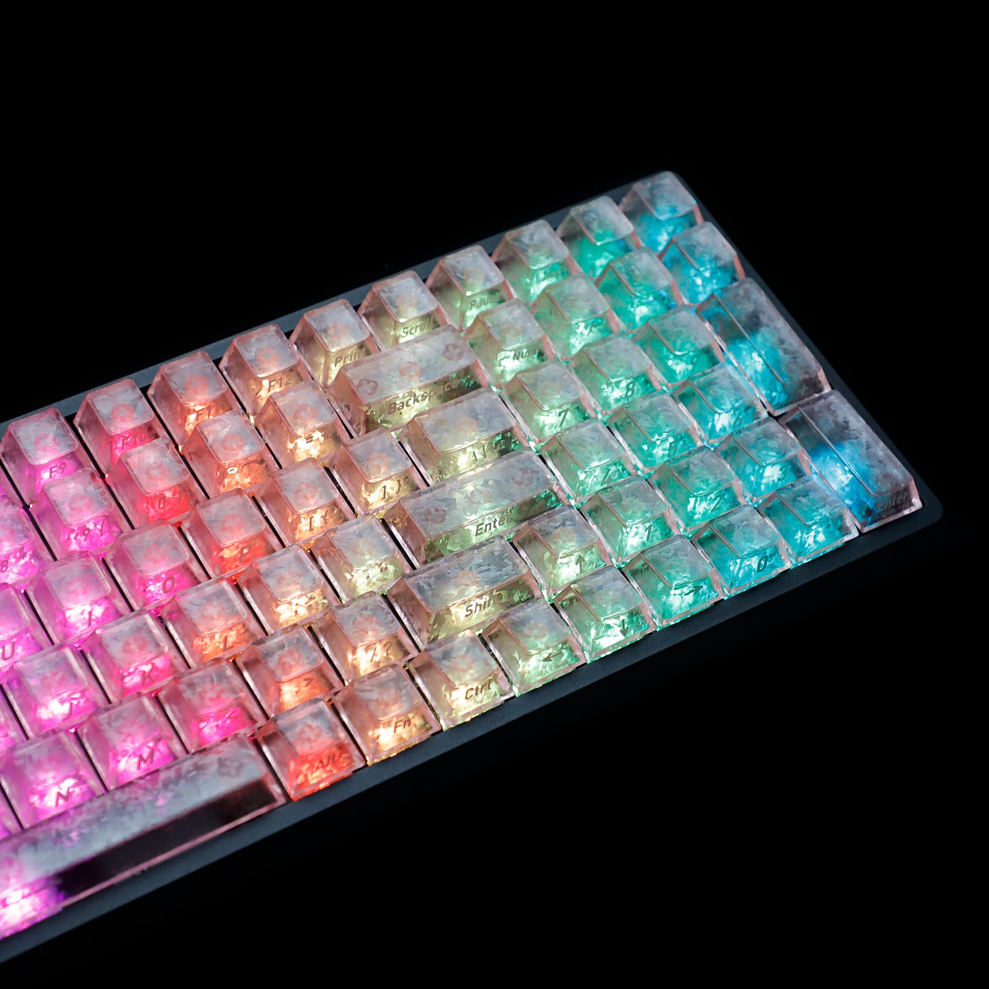 YMDK Carbon Fiber Texture 119 Key Side Printed Shine Through Keycaps for 61/64/68/84/87/96/108-Key MX Mechanical Keyboards