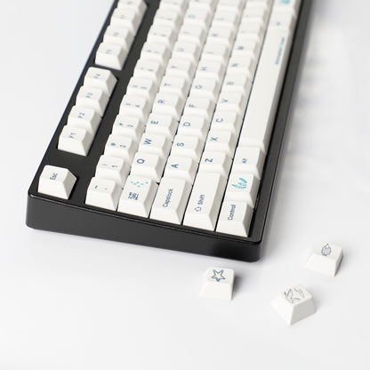 YMDK 131 Keys Minimalist Ocean Theme Keycaps Top Print PBT Dye Sub Cherry Profile Keycap for 75/87/98/104/108 MX Mechanical Keyboard
