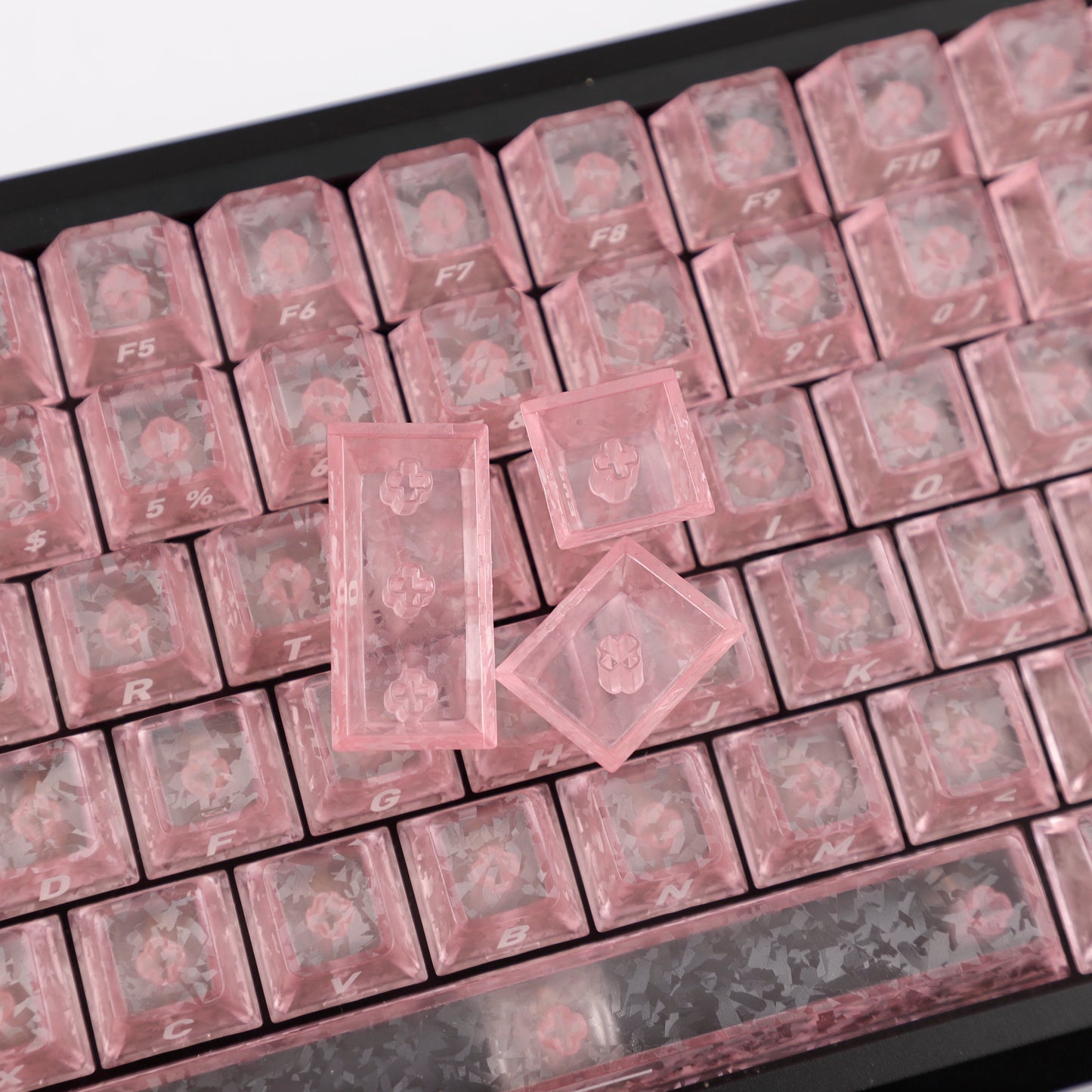 YMDK Carbon Fiber Texture 119 Key Side Printed Shine Through Keycaps for 61/64/68/84/87/96/108-Key MX Mechanical Keyboards