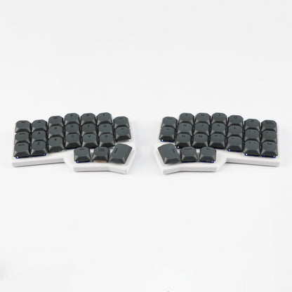 YMDK 75 Keys Ultra-Slim Low Profile Black White PBT Dye-Sub Keycaps, Top Print Simple Custom Keycap Set for MX Ultra-Slim Mechanical Keyboards