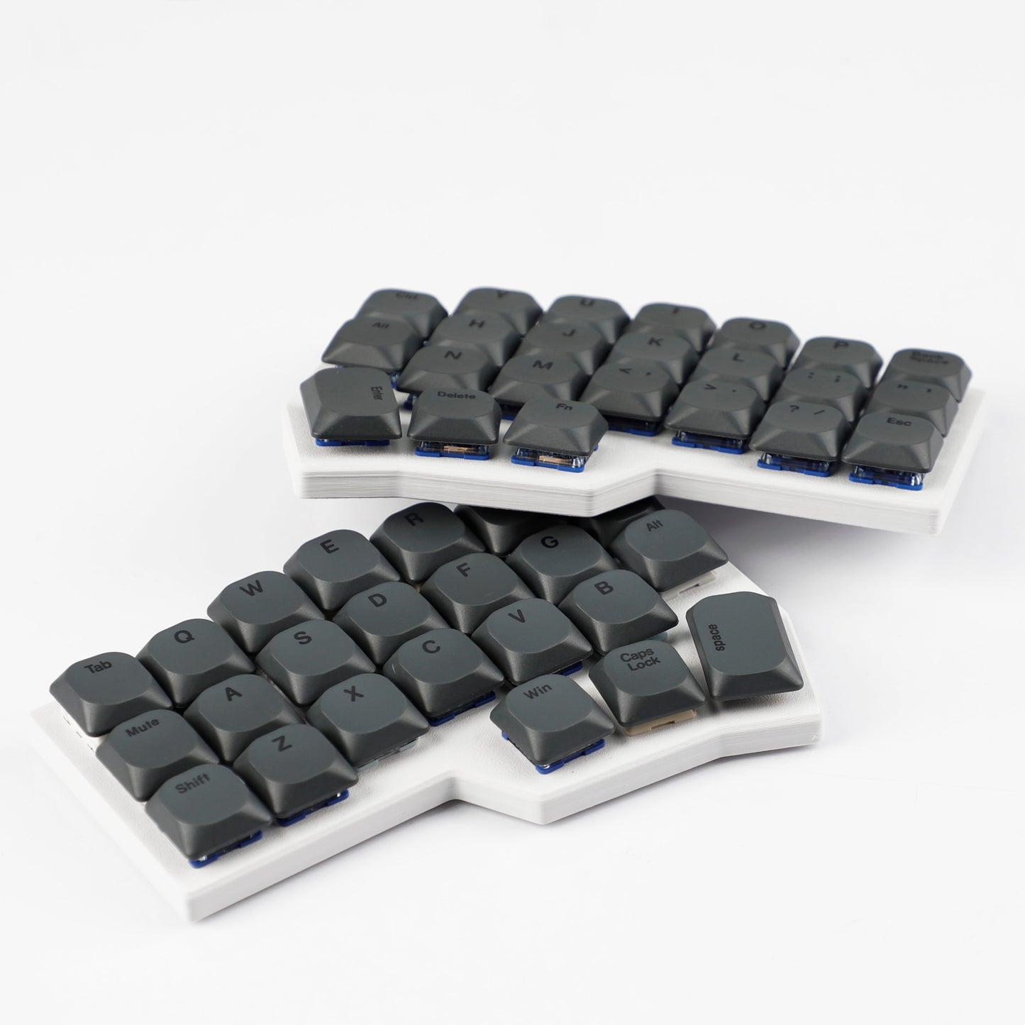 YMDK 75 Keys Ultra-Slim Low Profile Black White PBT Dye-Sub Keycaps, Top Print Simple Custom Keycap Set for MX Ultra-Slim Mechanical Keyboards
