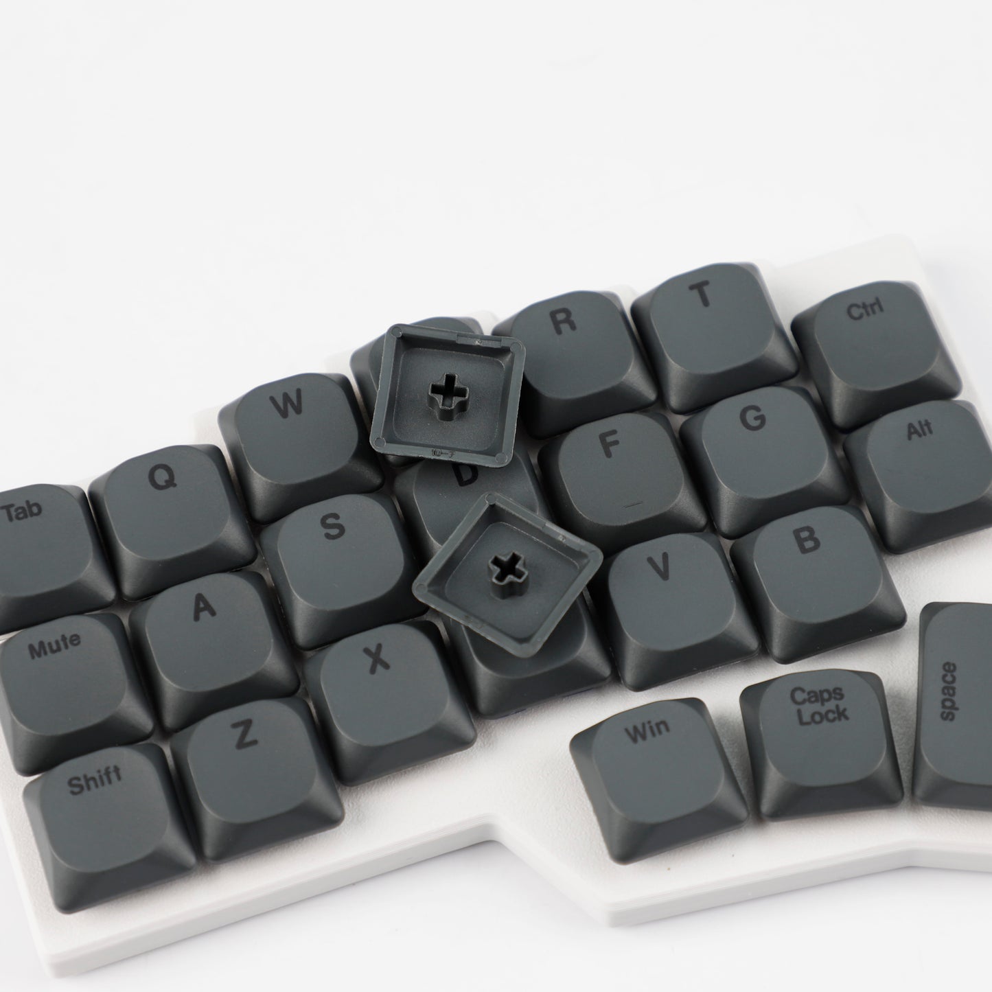 YMDK 75 Keys Ultra-Slim Low Profile Black White PBT Dye-Sub Keycaps, Top Print Simple Custom Keycap Set for MX Ultra-Slim Mechanical Keyboards