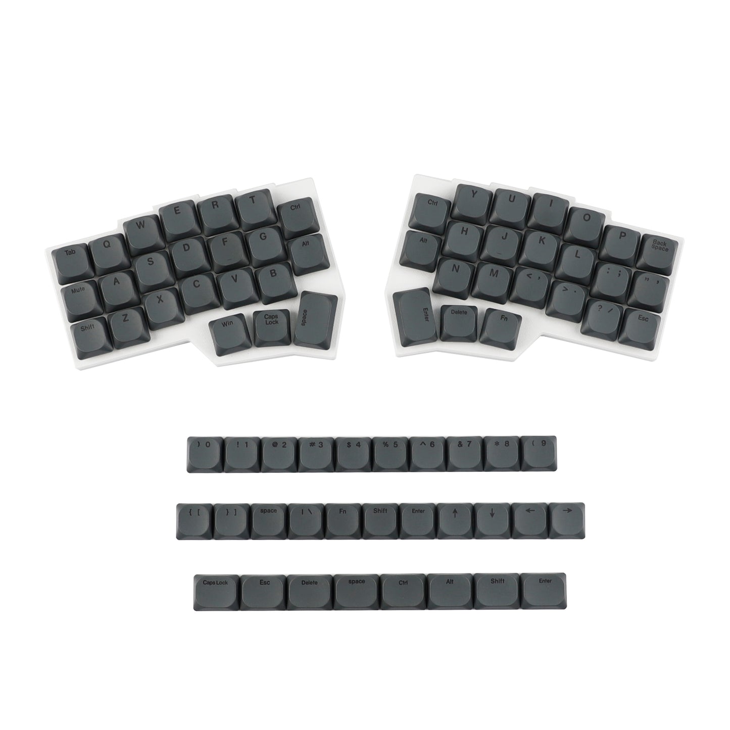 YMDK 75 Keys Ultra-Slim Low Profile Black White PBT Dye-Sub Keycaps, Top Print Simple Custom Keycap Set for MX Ultra-Slim Mechanical Keyboards