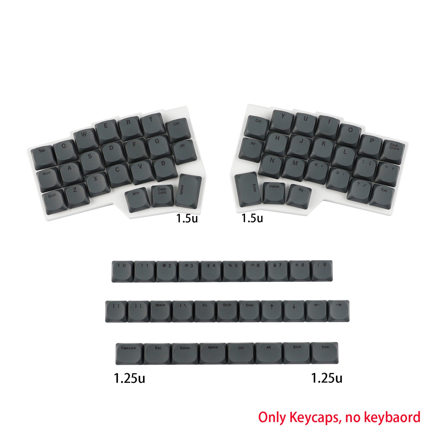 YMDK 75 Keys Ultra-Slim Low Profile Black White PBT Dye-Sub Keycaps, Top Print Simple Custom Keycap Set for MX Ultra-Slim Mechanical Keyboards