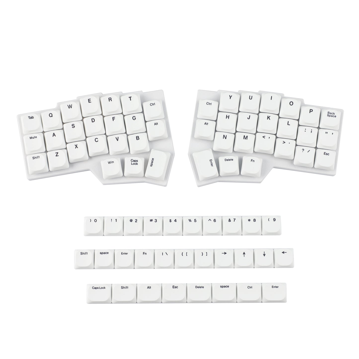 YMDK 75 Keys Ultra-Slim Low Profile Black White PBT Dye-Sub Keycaps, Top Print Simple Custom Keycap Set for MX Ultra-Slim Mechanical Keyboards