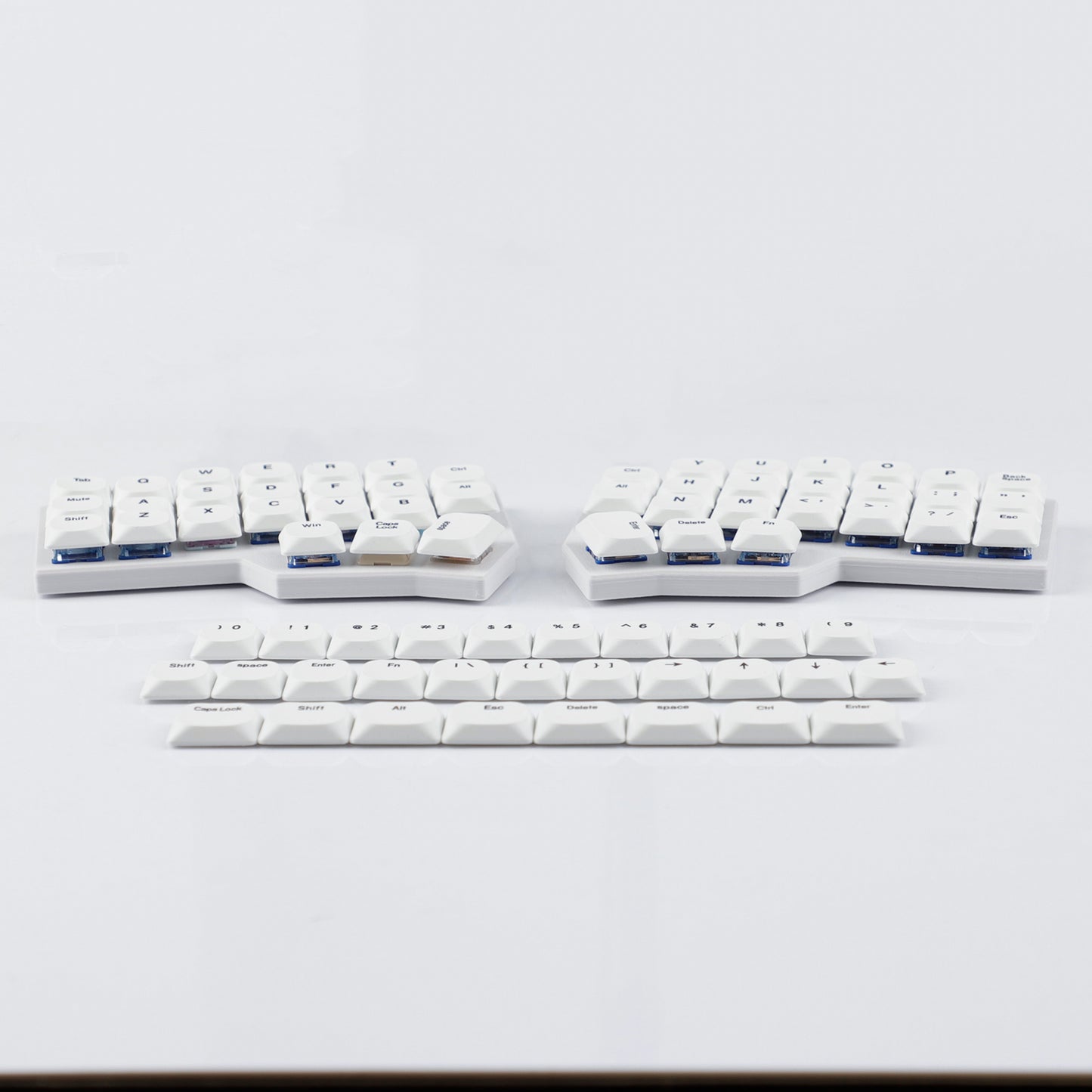 YMDK 75 Keys Ultra-Slim Low Profile Black White PBT Dye-Sub Keycaps, Top Print Simple Custom Keycap Set for MX Ultra-Slim Mechanical Keyboards