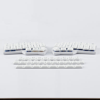 YMDK 75 Keys Ultra-Slim Low Profile Black White PBT Dye-Sub Keycaps, Top Print Simple Custom Keycap Set for MX Ultra-Slim Mechanical Keyboards