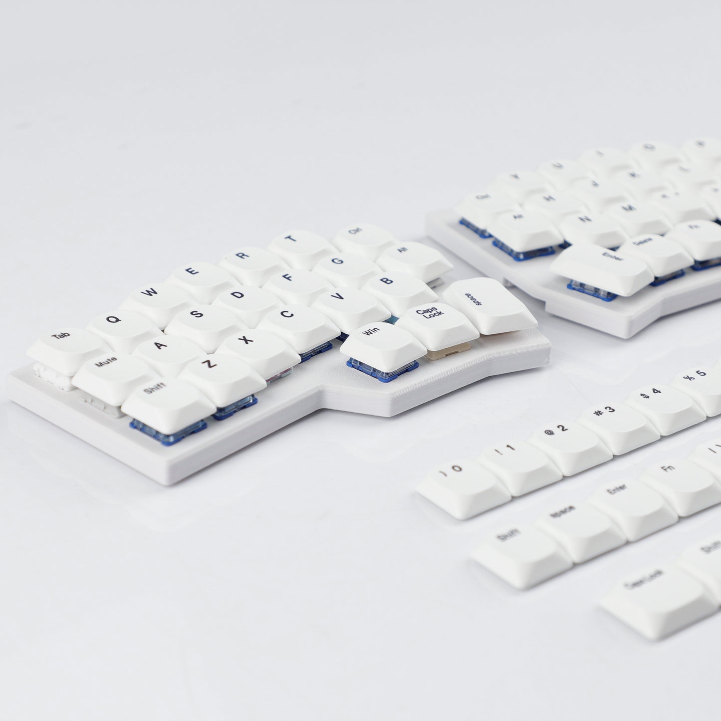 YMDK 75 Keys Ultra-Slim Low Profile Black White PBT Dye-Sub Keycaps, Top Print Simple Custom Keycap Set for MX Ultra-Slim Mechanical Keyboards