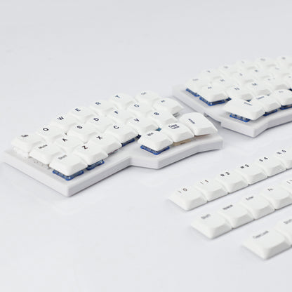 YMDK 75 Keys Ultra-Slim Low Profile Black White PBT Dye-Sub Keycaps, Top Print Simple Custom Keycap Set for MX Ultra-Slim Mechanical Keyboards