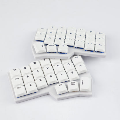 YMDK 75 Keys Ultra-Slim Low Profile Black White PBT Dye-Sub Keycaps, Top Print Simple Custom Keycap Set for MX Ultra-Slim Mechanical Keyboards