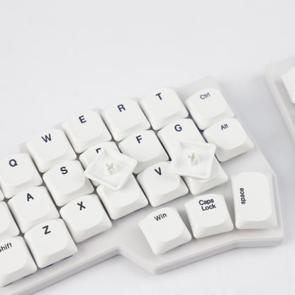 YMDK 75 Keys Ultra-Slim Low Profile Black White PBT Dye-Sub Keycaps, Top Print Simple Custom Keycap Set for MX Ultra-Slim Mechanical Keyboards