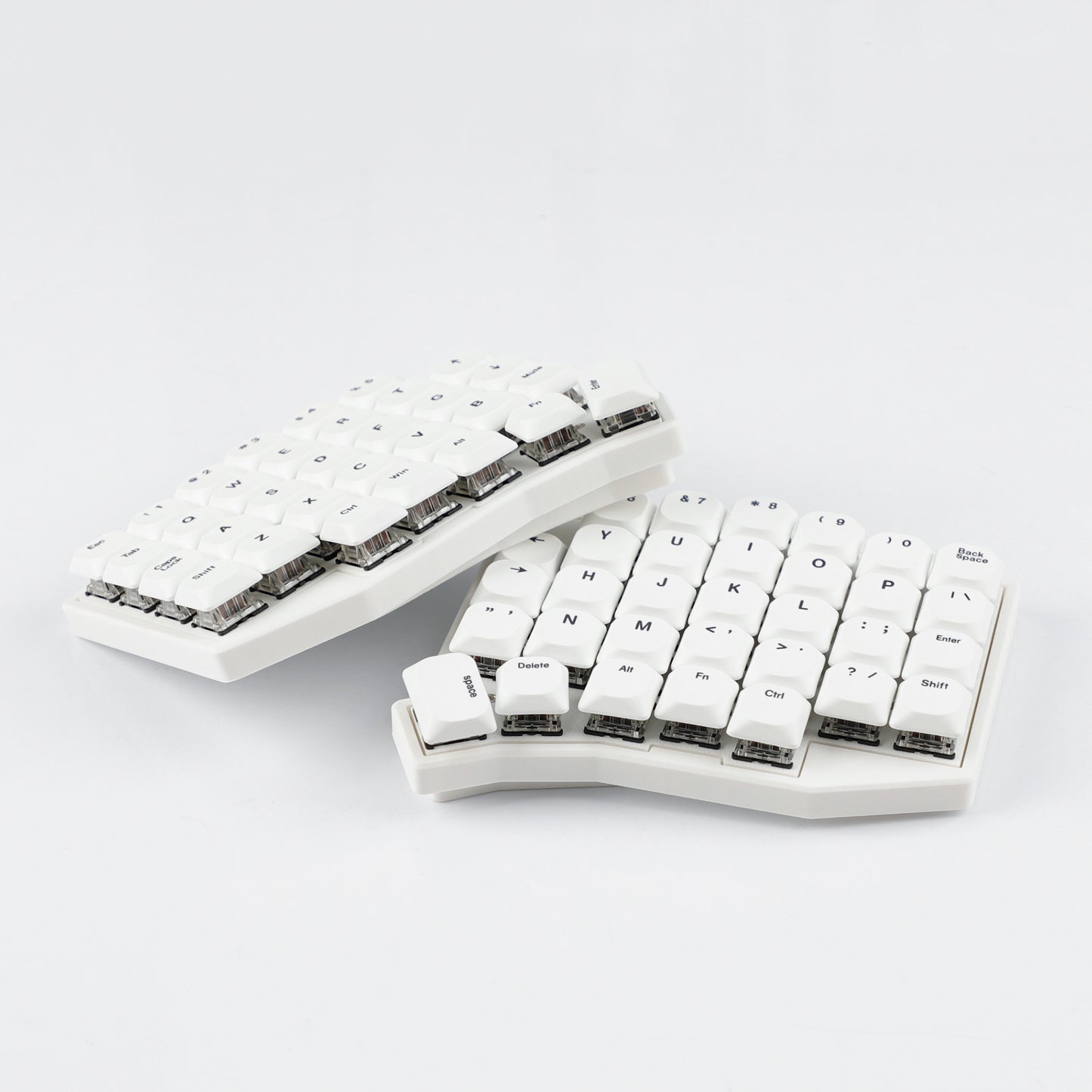 YMDK 75 Keys Ultra-Slim Low Profile Black White PBT Dye-Sub Keycaps, Top Print Simple Custom Keycap Set for MX Ultra-Slim Mechanical Keyboards