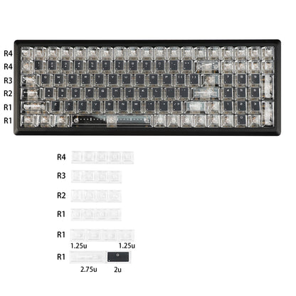 YMDK 123 Keys Black White Clear PC Cherry Profile Shine Through UV Top Print Keycaps for 61/84/87/104/108 MX Mechanical Keyboards