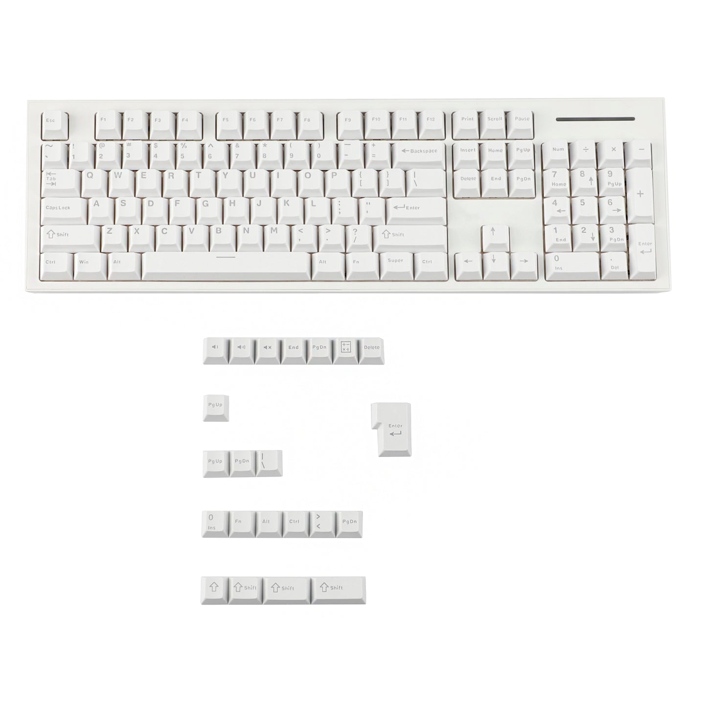 YMDK Black White Cherry Profile PBT Double Shot 104 108 Top Print Shine Through Translucent Backlit keycap