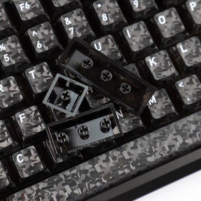 YMDK 136 Keys Carbon Fiber Texture Keycap Black White UV Top Print Shine Through Cherrry Profile Keycaps for MX Mechanical Keyboards