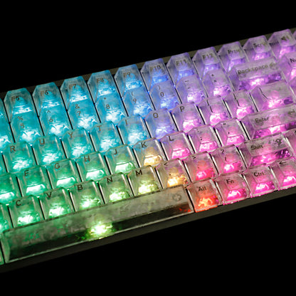 YMDK 136 Keys Carbon Fiber Texture Keycap Black White UV Top Print Shine Through Cherrry Profile Keycaps for MX Mechanical Keyboards