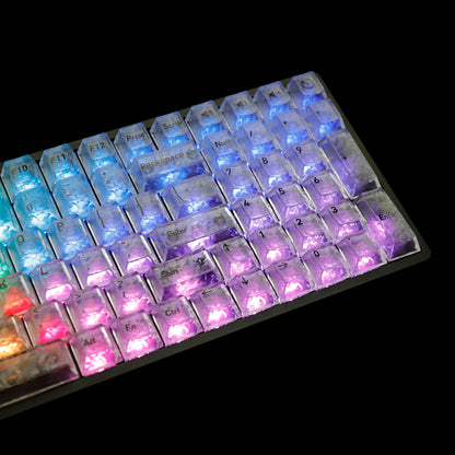 YMDK 136 Keys Carbon Fiber Texture Keycap Black White UV Top Print Shine Through Cherrry Profile Keycaps for MX Mechanical Keyboards