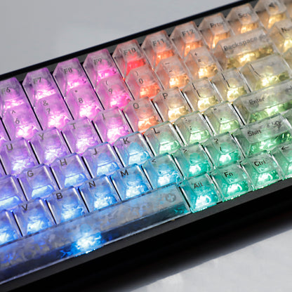 YMDK 136 Keys Carbon Fiber Texture Keycap Black White UV Top Print Shine Through Cherrry Profile Keycaps for MX Mechanical Keyboards