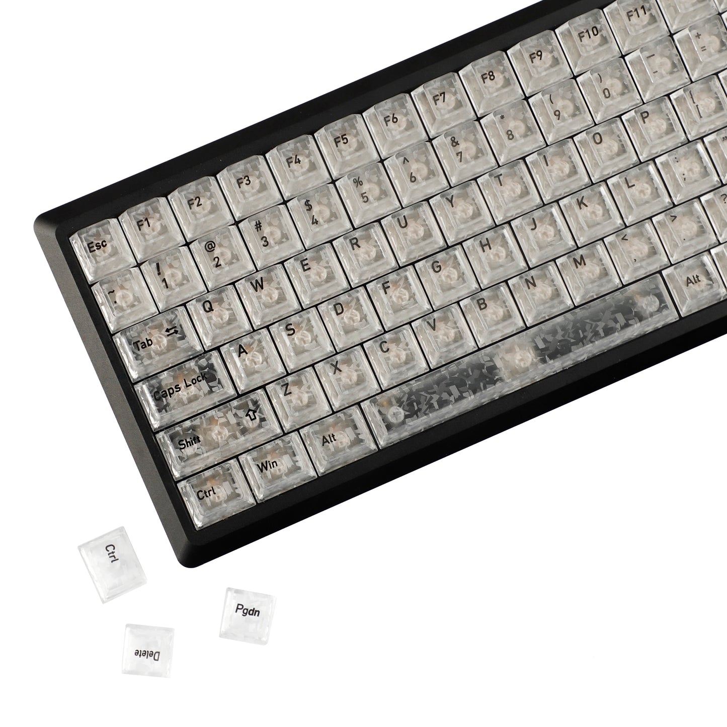 YMDK 136 Keys Carbon Fiber Texture Keycap Black White UV Top Print Shine Through Cherrry Profile Keycaps for MX Mechanical Keyboards