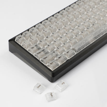 YMDK 136 Keys Carbon Fiber Texture Keycap Black White UV Top Print Shine Through Cherrry Profile Keycaps for MX Mechanical Keyboards