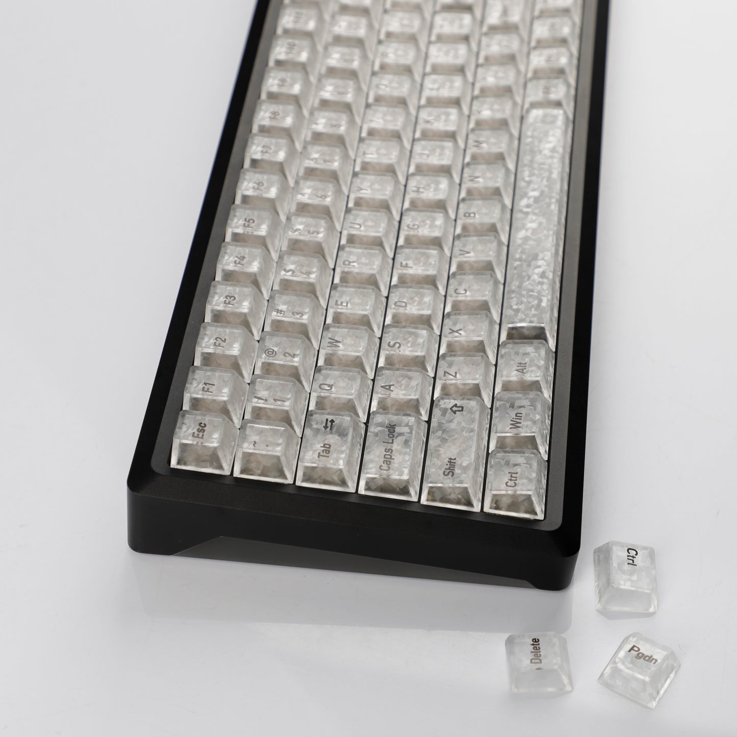 YMDK 136 Keys Carbon Fiber Texture Keycap Black White UV Top Print Shine Through Cherrry Profile Keycaps for MX Mechanical Keyboards