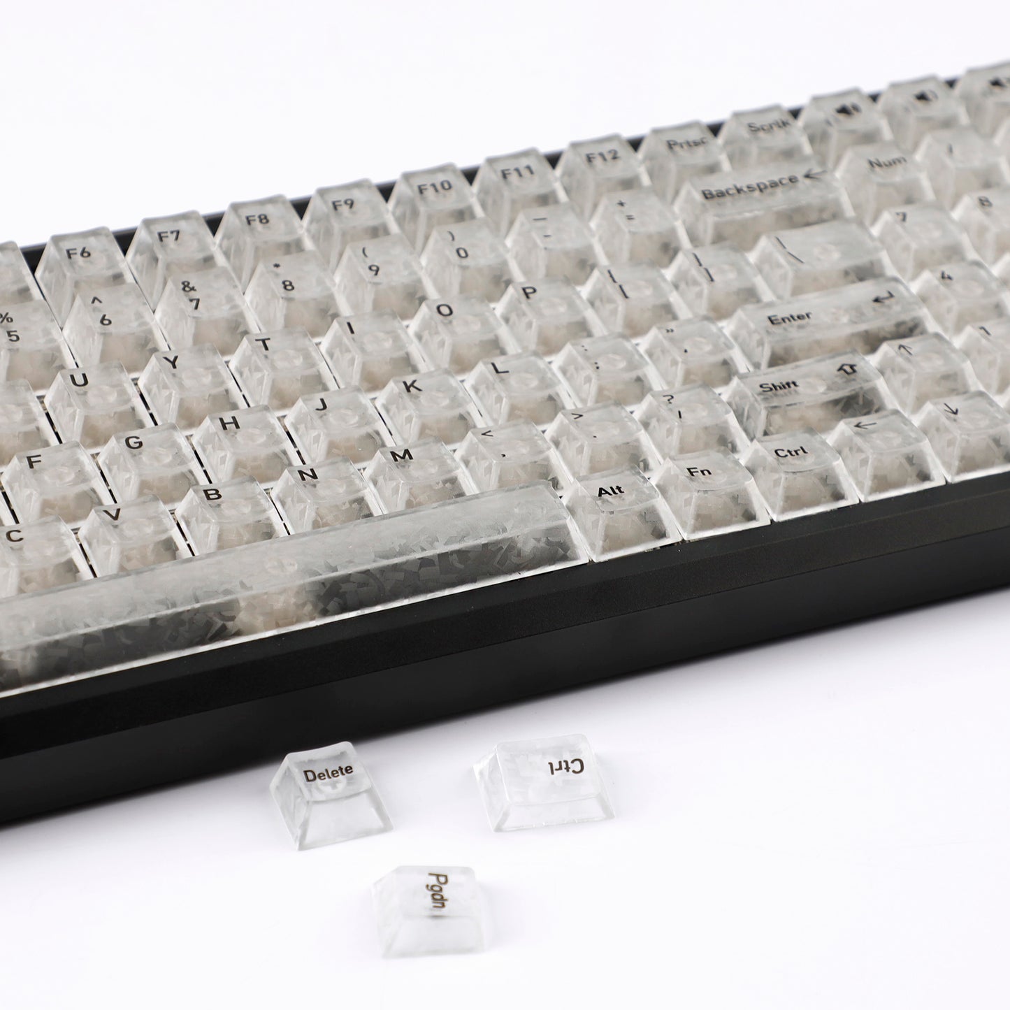YMDK 136 Keys Carbon Fiber Texture Keycap Black White UV Top Print Shine Through Cherrry Profile Keycaps for MX Mechanical Keyboards