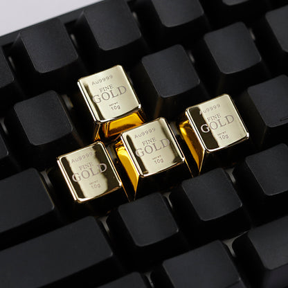 YMDK Gold Zinc Alloy Electroplated Keycaps Personalized Custom Cherry R4 Keycaps for MX Mechanical Keyboards Arrow WASD Keys