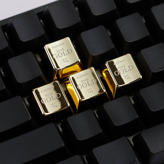 YMDK Gold Zinc Alloy Electroplated Keycaps Personalized Custom Cherry R4 Keycaps for MX Mechanical Keyboards Arrow WASD Keys